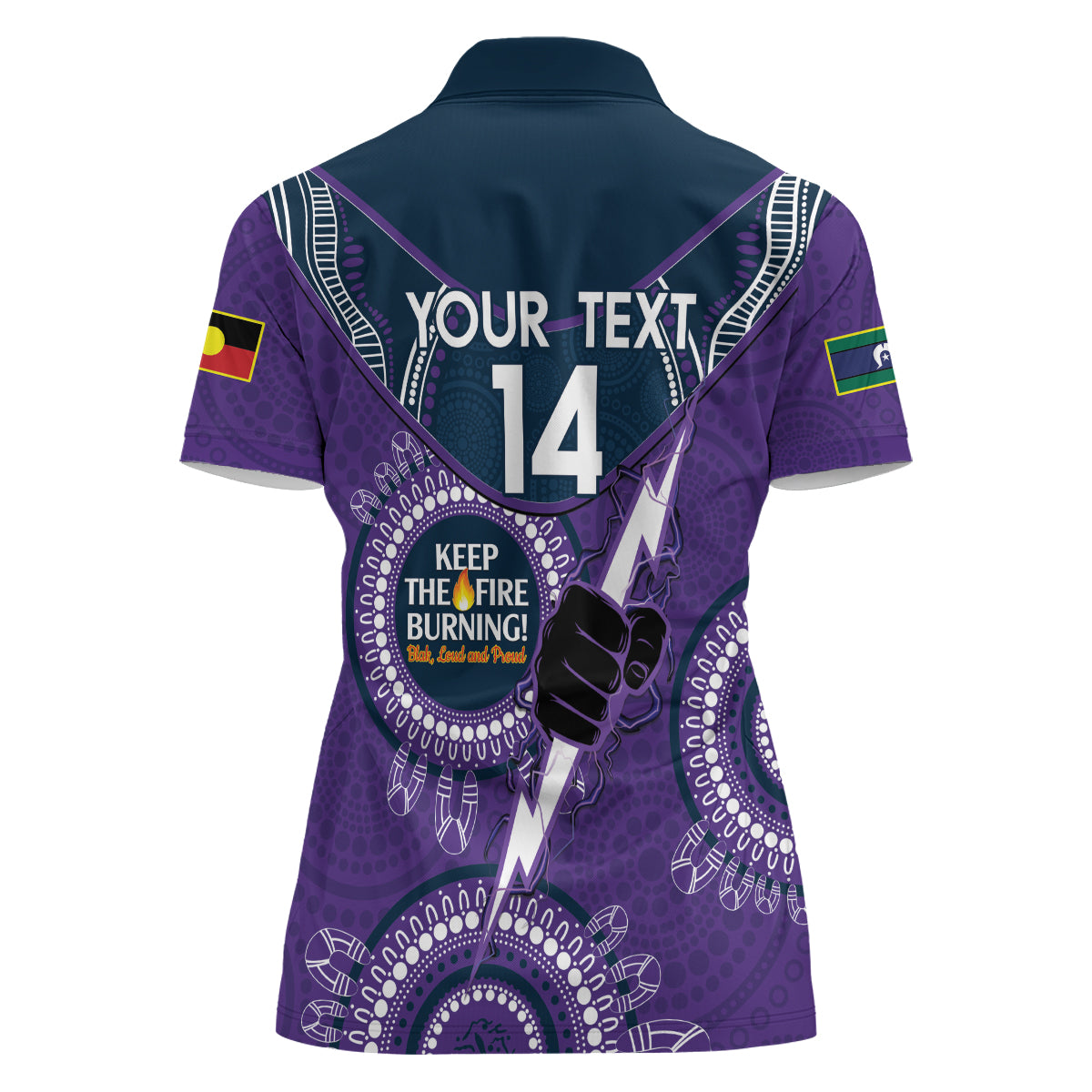 Custom NRL Storm NAIDOC Week Women Polo Shirt Keep The Fire Burning Indigenous Art