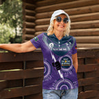 Custom NRL Storm NAIDOC Week Women Polo Shirt Keep The Fire Burning Indigenous Art