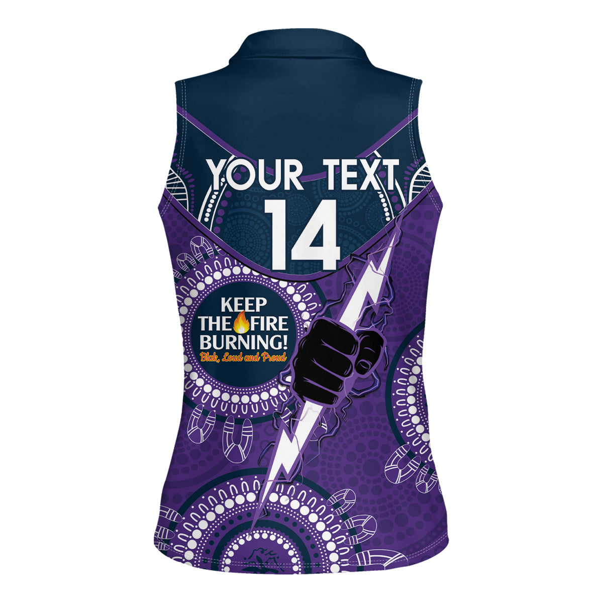 Custom NRL Storm NAIDOC Week Women Sleeveless Polo Shirt Keep The Fire Burning Indigenous Art