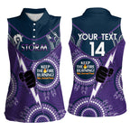 Custom NRL Storm NAIDOC Week Women Sleeveless Polo Shirt Keep The Fire Burning Indigenous Art