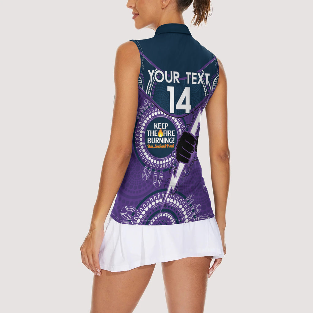 Custom NRL Storm NAIDOC Week Women Sleeveless Polo Shirt Keep The Fire Burning Indigenous Art