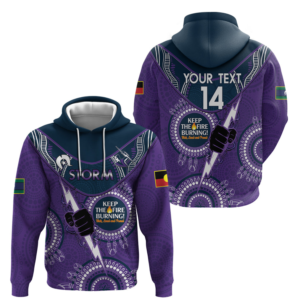 Custom NRL Storm NAIDOC Week Zip Hoodie Keep The Fire Burning Indigenous Art