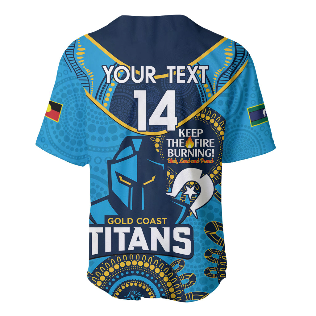 Custom NRL Titans NAIDOC Week Baseball Jersey Keep The Fire Burning Indigenous Art
