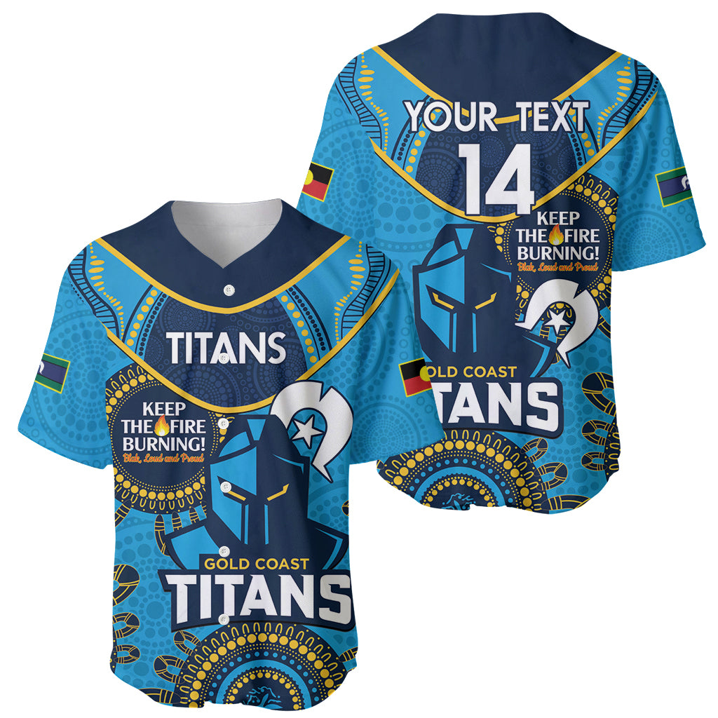 Custom NRL Titans NAIDOC Week Baseball Jersey Keep The Fire Burning Indigenous Art