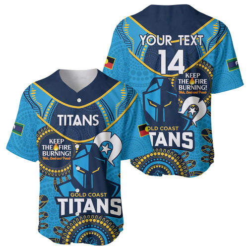 Custom NRL Titans NAIDOC Week Baseball Jersey Keep The Fire Burning Indigenous Art