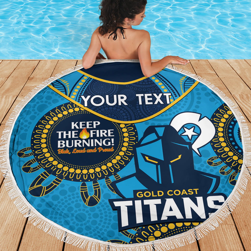Custom NRL Titans NAIDOC Week Beach Blanket Keep The Fire Burning Indigenous Art