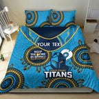 Custom NRL Titans NAIDOC Week Bedding Set Keep The Fire Burning Indigenous Art