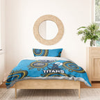 Custom NRL Titans NAIDOC Week Bedding Set Keep The Fire Burning Indigenous Art