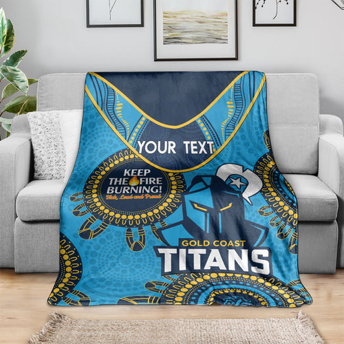 Custom NRL Titans NAIDOC Week Blanket Keep The Fire Burning Indigenous Art