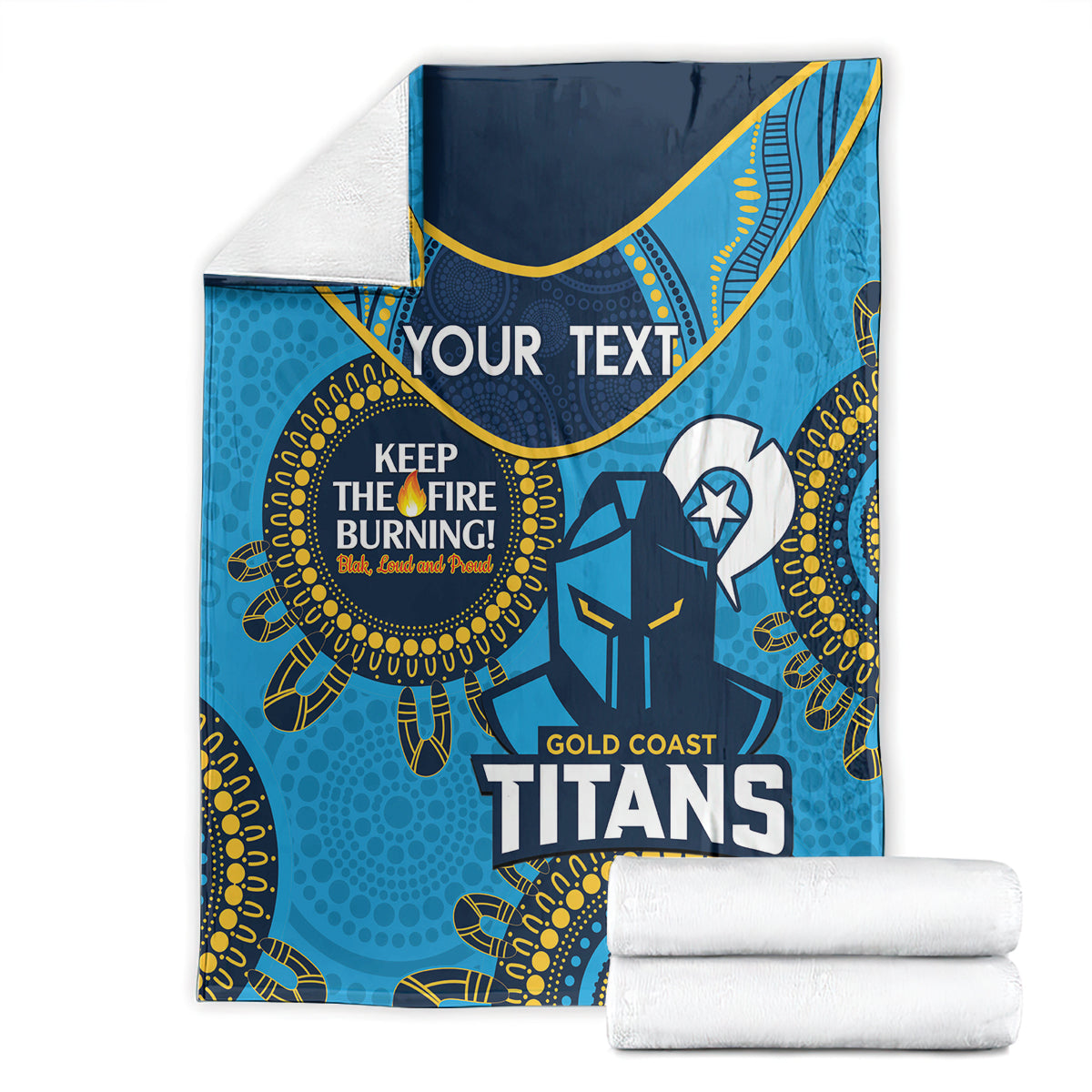 Custom NRL Titans NAIDOC Week Blanket Keep The Fire Burning Indigenous Art