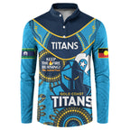 Custom NRL Titans NAIDOC Week Button Sweatshirt Keep The Fire Burning Indigenous Art
