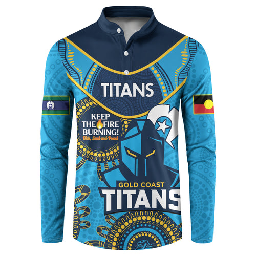 Custom NRL Titans NAIDOC Week Button Sweatshirt Keep The Fire Burning Indigenous Art