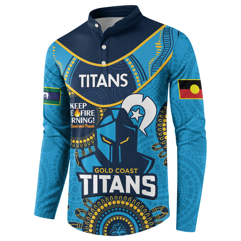 Custom NRL Titans NAIDOC Week Button Sweatshirt Keep The Fire Burning Indigenous Art