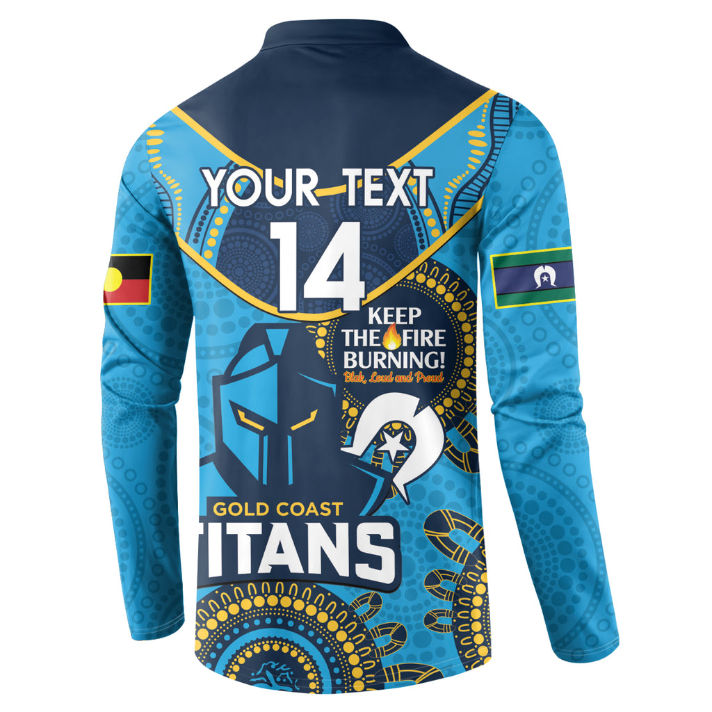Custom NRL Titans NAIDOC Week Button Sweatshirt Keep The Fire Burning Indigenous Art