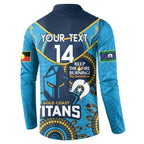 Custom NRL Titans NAIDOC Week Button Sweatshirt Keep The Fire Burning Indigenous Art
