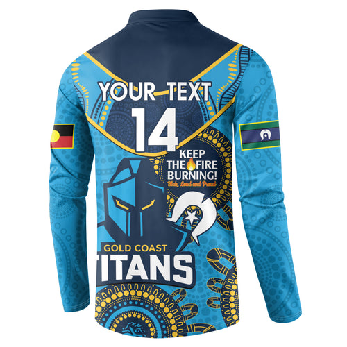 Custom NRL Titans NAIDOC Week Button Sweatshirt Keep The Fire Burning Indigenous Art
