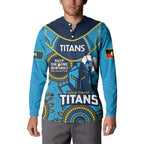 Custom NRL Titans NAIDOC Week Button Sweatshirt Keep The Fire Burning Indigenous Art