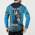 Custom NRL Titans NAIDOC Week Button Sweatshirt Keep The Fire Burning Indigenous Art
