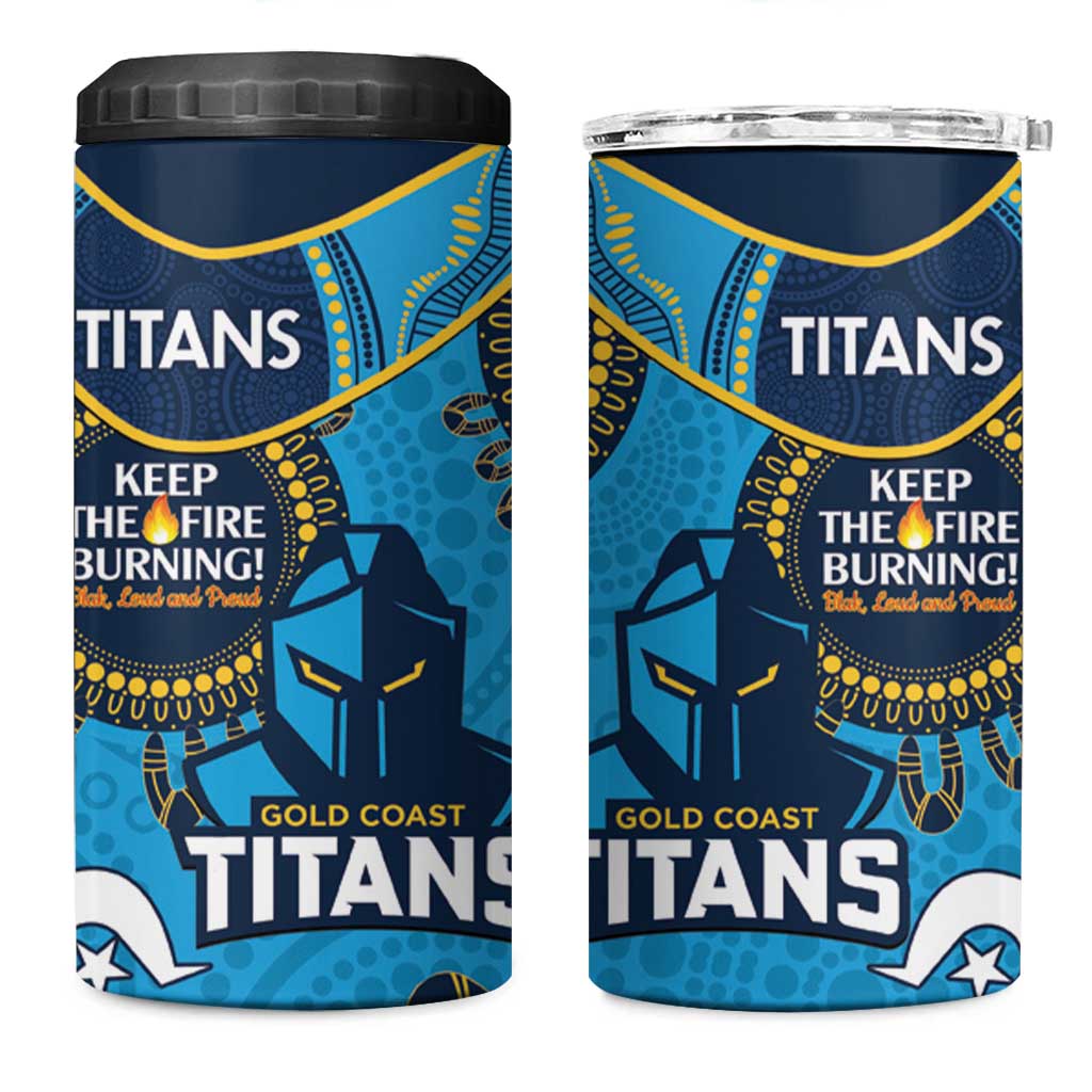 NRL Titans NAIDOC Week 4 in 1 Can Cooler Tumbler Keep The Fire Burning Indigenous Art