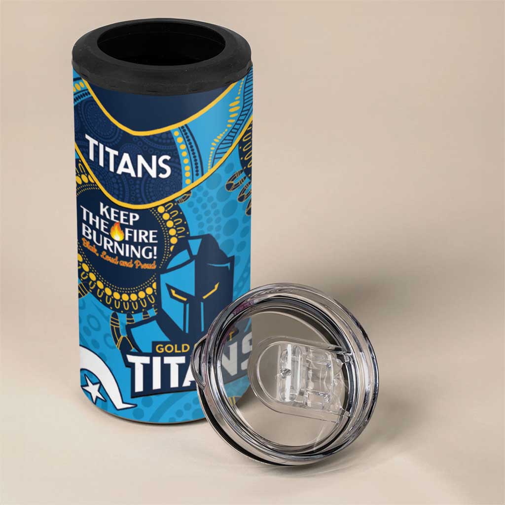 NRL Titans NAIDOC Week 4 in 1 Can Cooler Tumbler Keep The Fire Burning Indigenous Art