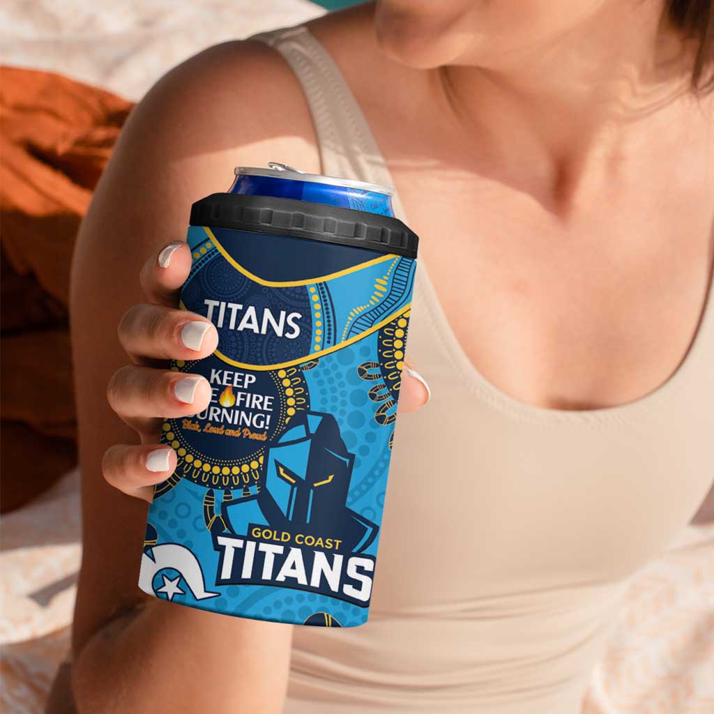 NRL Titans NAIDOC Week 4 in 1 Can Cooler Tumbler Keep The Fire Burning Indigenous Art