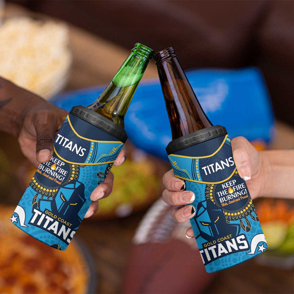 NRL Titans NAIDOC Week 4 in 1 Can Cooler Tumbler Keep The Fire Burning Indigenous Art