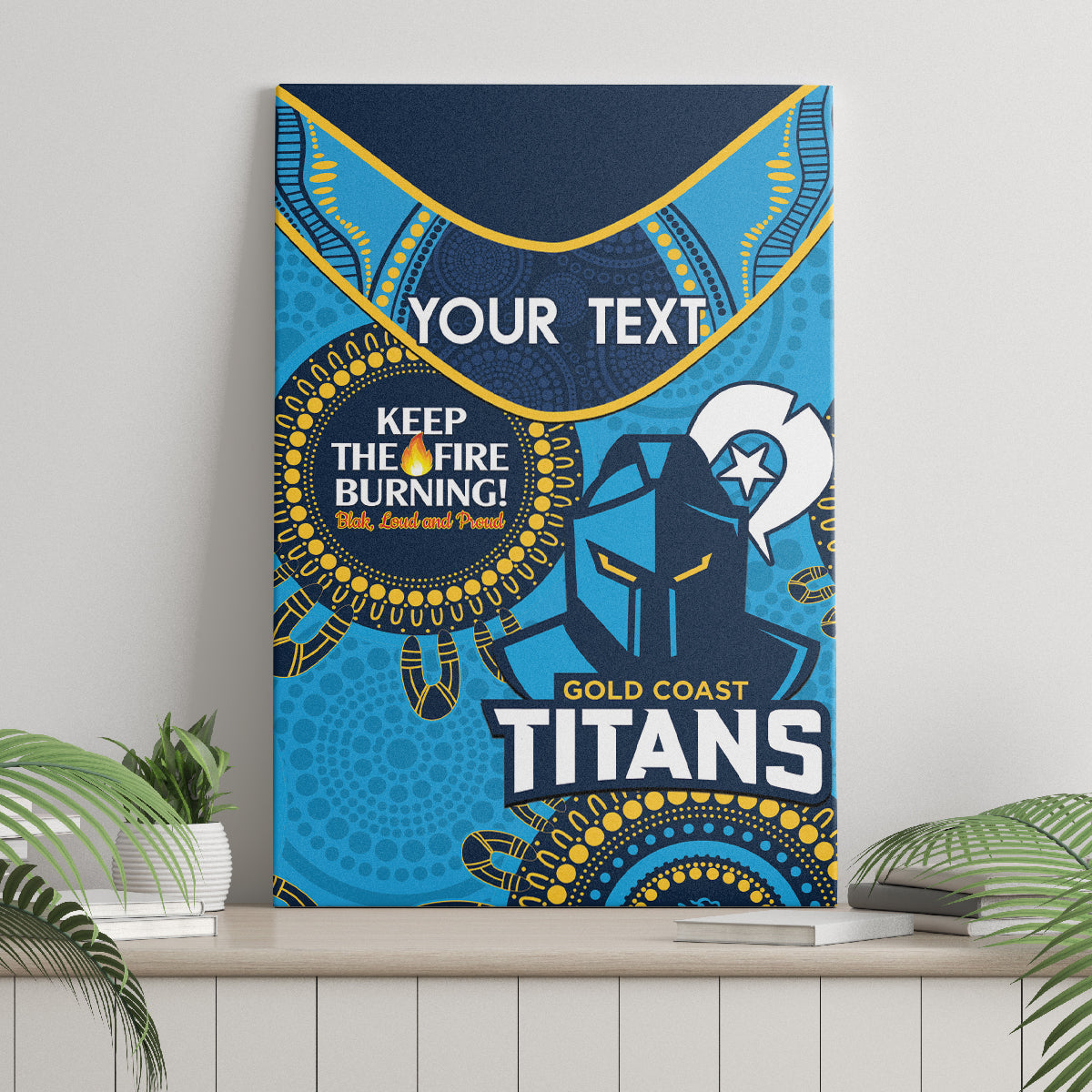 Custom NRL Titans NAIDOC Week Canvas Wall Art Keep The Fire Burning Indigenous Art