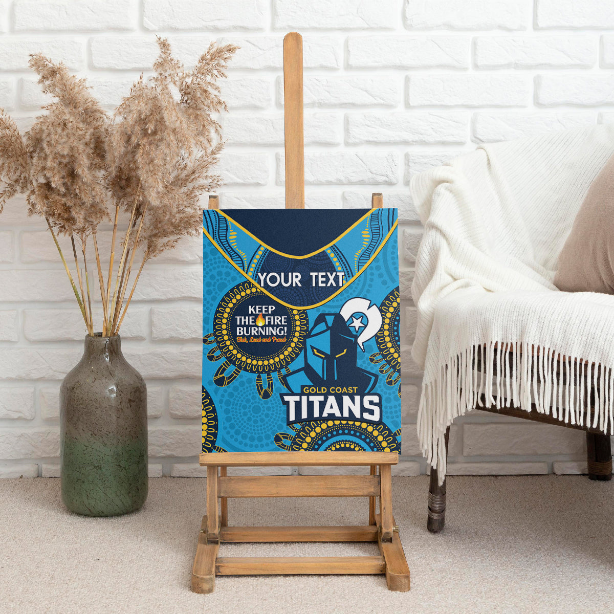 Custom NRL Titans NAIDOC Week Canvas Wall Art Keep The Fire Burning Indigenous Art