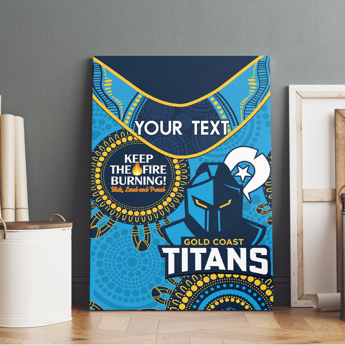 Custom NRL Titans NAIDOC Week Canvas Wall Art Keep The Fire Burning Indigenous Art