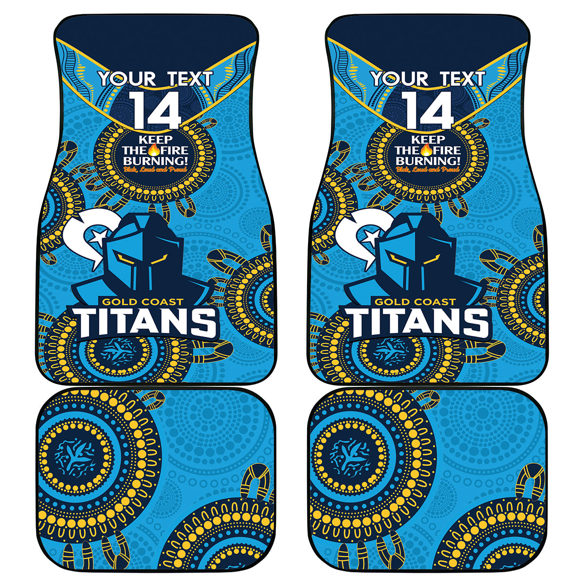 Custom NRL Titans NAIDOC Week Car Mats Keep The Fire Burning Indigenous Art