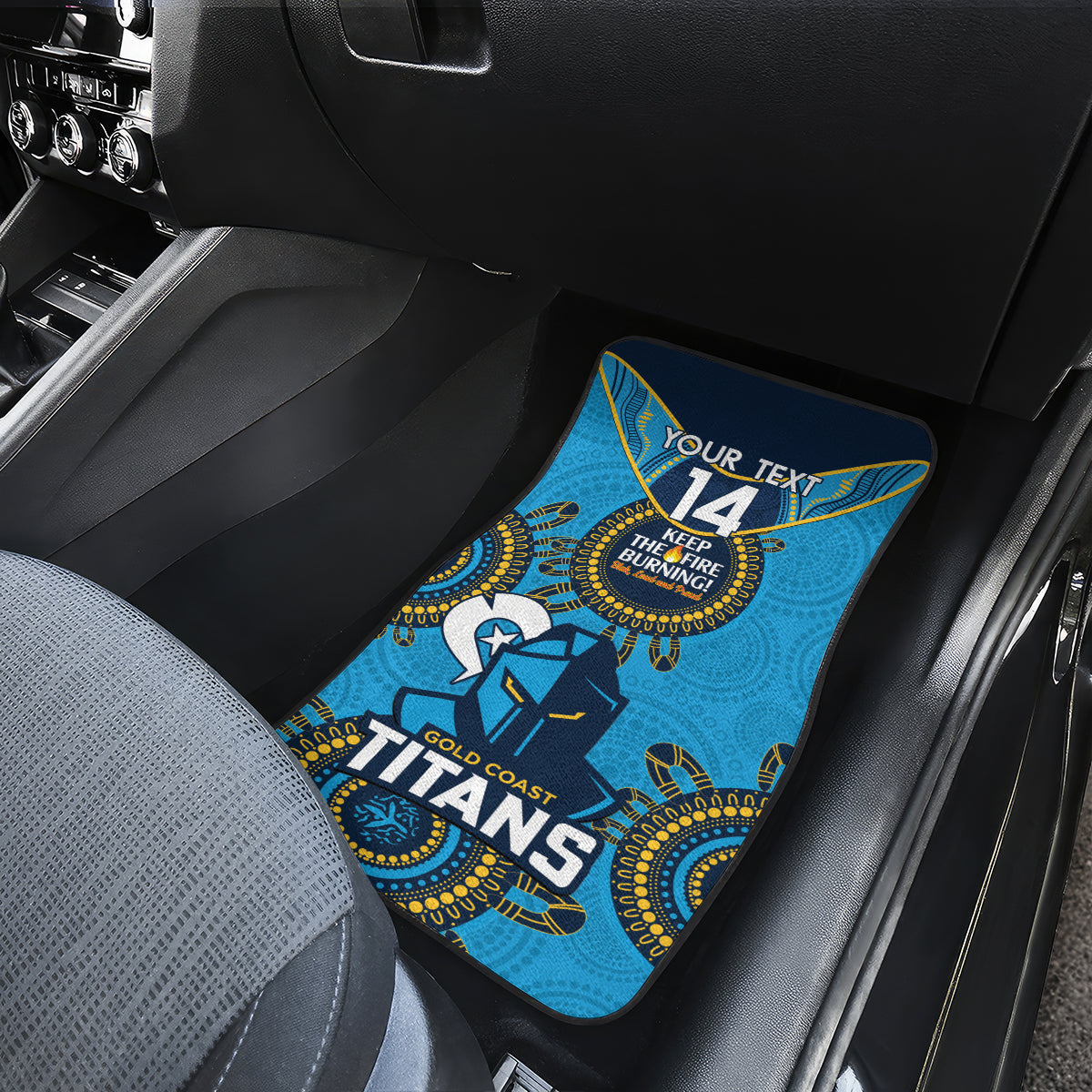 Custom NRL Titans NAIDOC Week Car Mats Keep The Fire Burning Indigenous Art