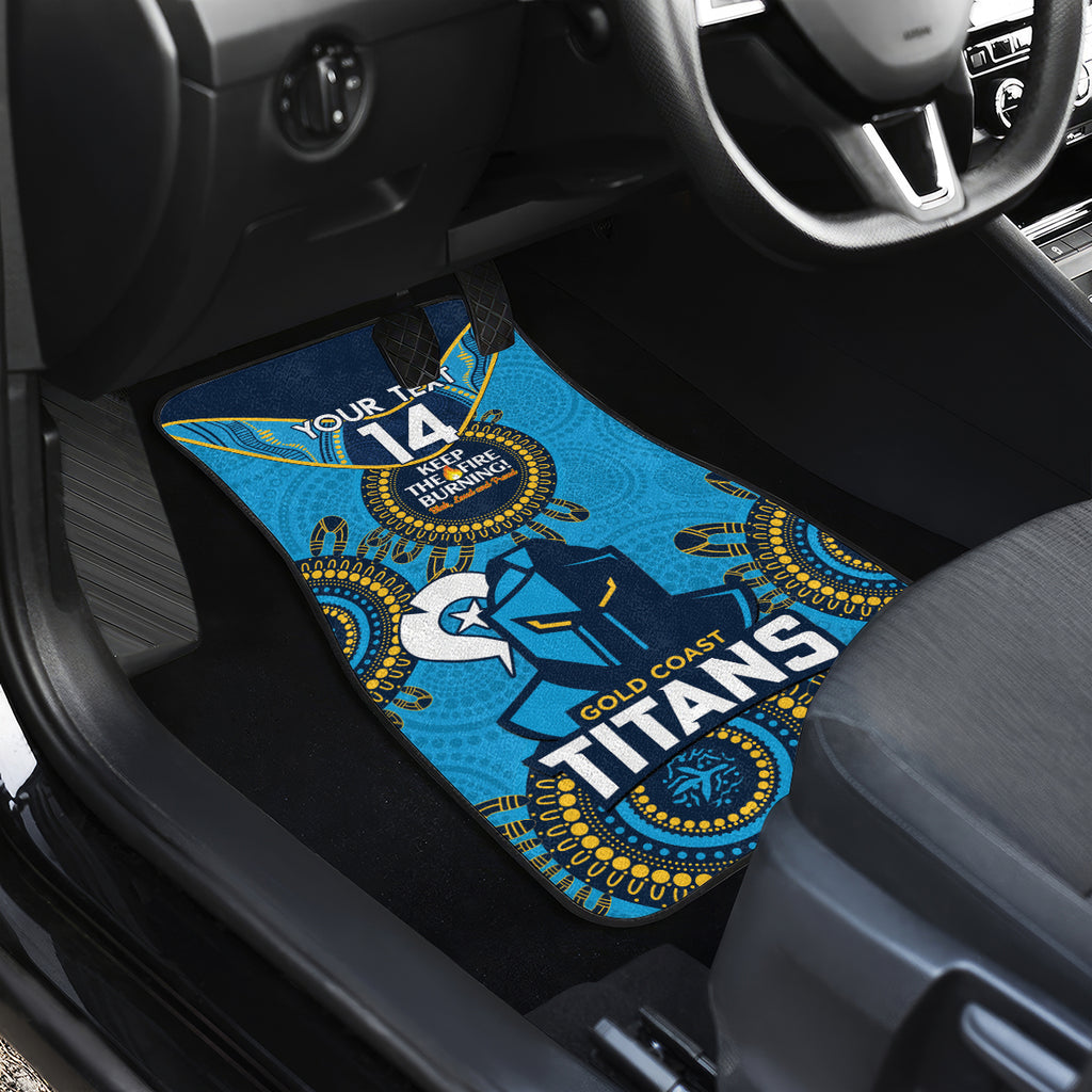 Custom NRL Titans NAIDOC Week Car Mats Keep The Fire Burning Indigenous Art