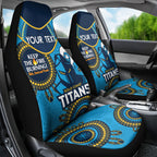 Custom NRL Titans NAIDOC Week Car Seat Cover Keep The Fire Burning Indigenous Art