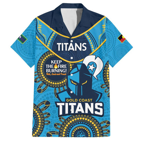 Custom NRL Titans NAIDOC Week Family Matching Long Sleeve Bodycon Dress and Hawaiian Shirt Keep The Fire Burning Indigenous Art