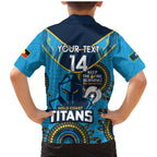Custom NRL Titans NAIDOC Week Family Matching Mermaid Dress and Hawaiian Shirt Keep The Fire Burning Indigenous Art