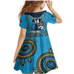 Custom NRL Titans NAIDOC Week Family Matching Mermaid Dress and Hawaiian Shirt Keep The Fire Burning Indigenous Art