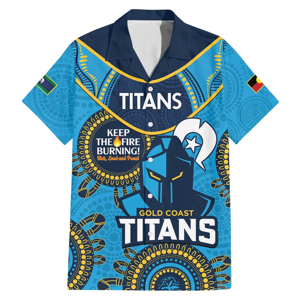 Custom NRL Titans NAIDOC Week Family Matching Mermaid Dress and Hawaiian Shirt Keep The Fire Burning Indigenous Art