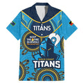 Custom NRL Titans NAIDOC Week Family Matching Mermaid Dress and Hawaiian Shirt Keep The Fire Burning Indigenous Art