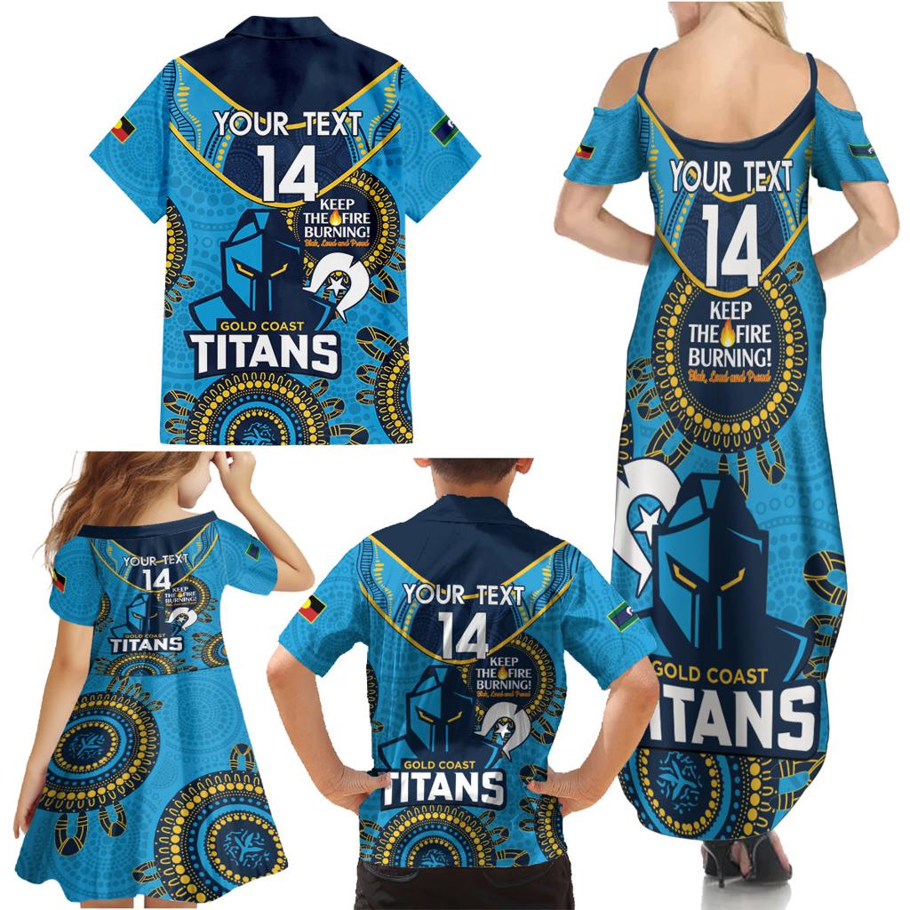 Custom NRL Titans NAIDOC Week Family Matching Summer Maxi Dress and Hawaiian Shirt Keep The Fire Burning Indigenous Art