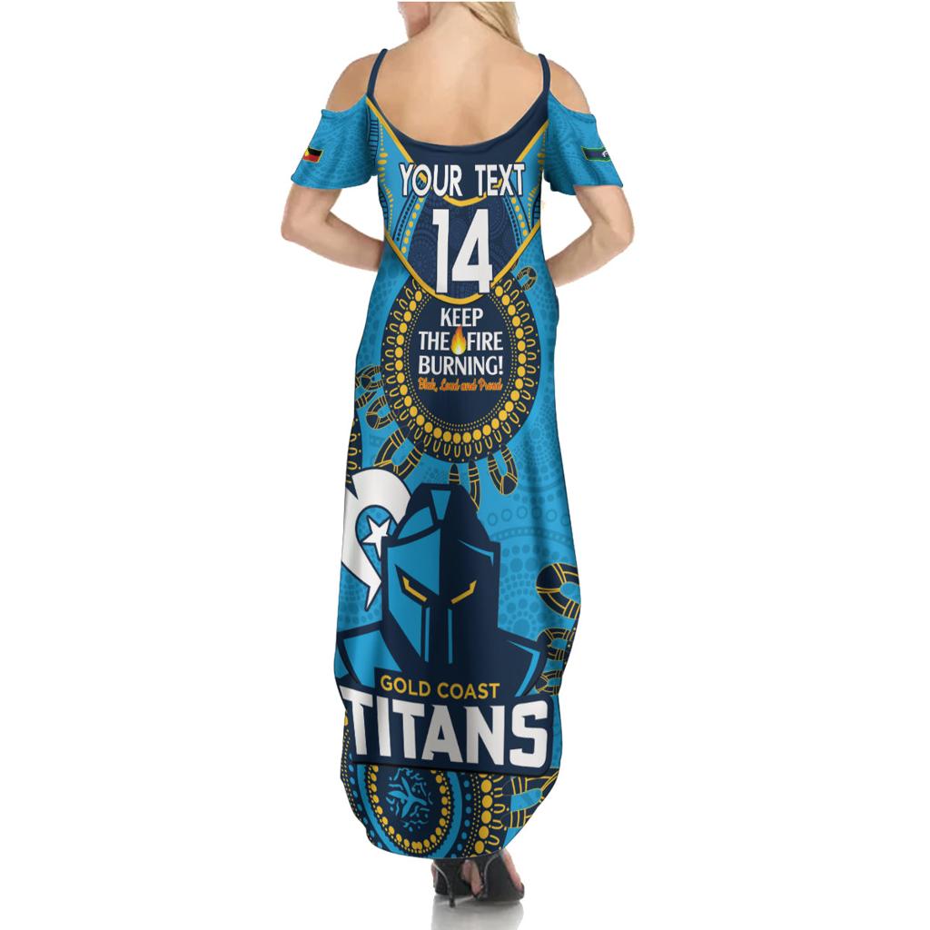Custom NRL Titans NAIDOC Week Family Matching Summer Maxi Dress and Hawaiian Shirt Keep The Fire Burning Indigenous Art