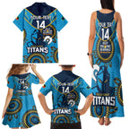 Custom NRL Titans NAIDOC Week Family Matching Tank Maxi Dress and Hawaiian Shirt Keep The Fire Burning Indigenous Art
