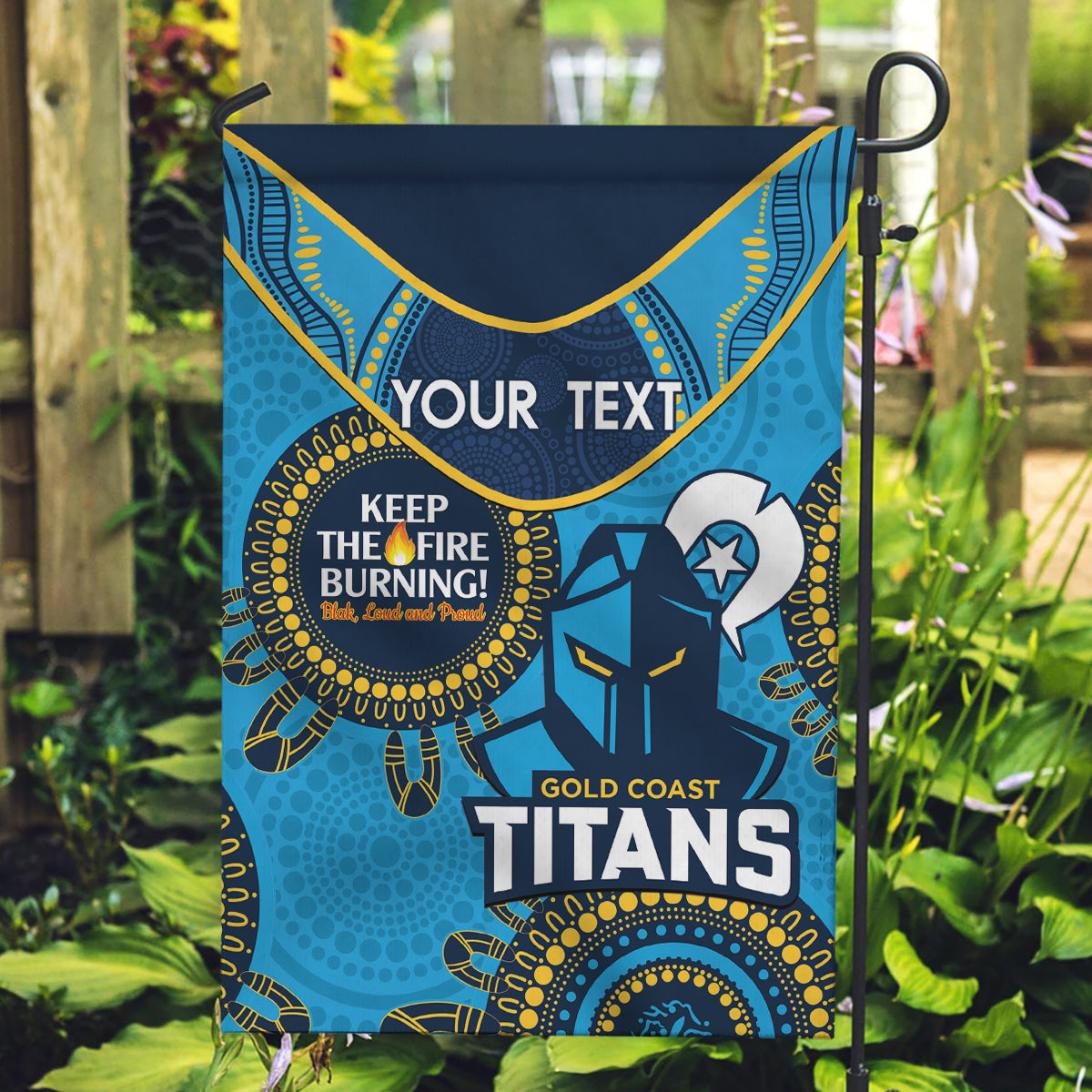 Custom NRL Titans NAIDOC Week Garden Flag Keep The Fire Burning Indigenous Art