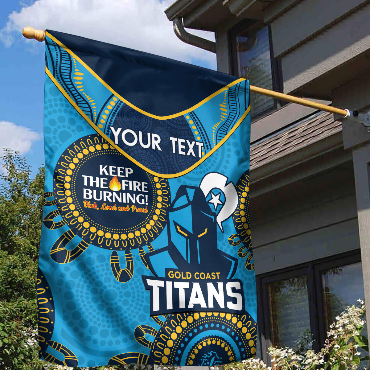 Custom NRL Titans NAIDOC Week Garden Flag Keep The Fire Burning Indigenous Art
