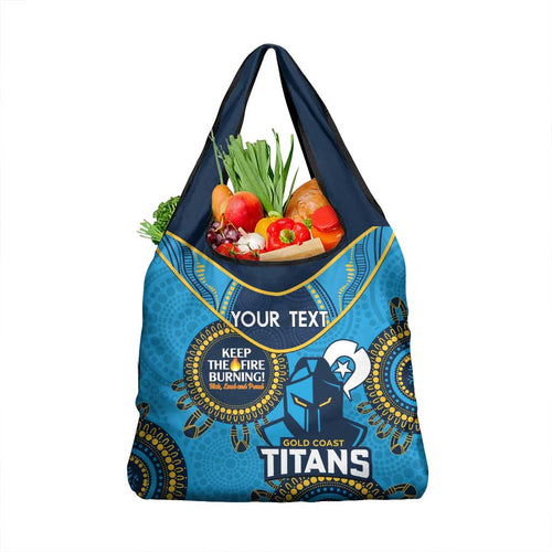 Custom NRL Titans NAIDOC Week Grocery Bag Keep The Fire Burning Indigenous Art