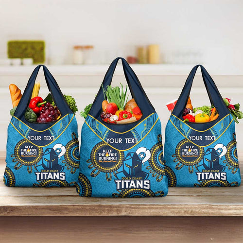 Custom NRL Titans NAIDOC Week Grocery Bag Keep The Fire Burning Indigenous Art