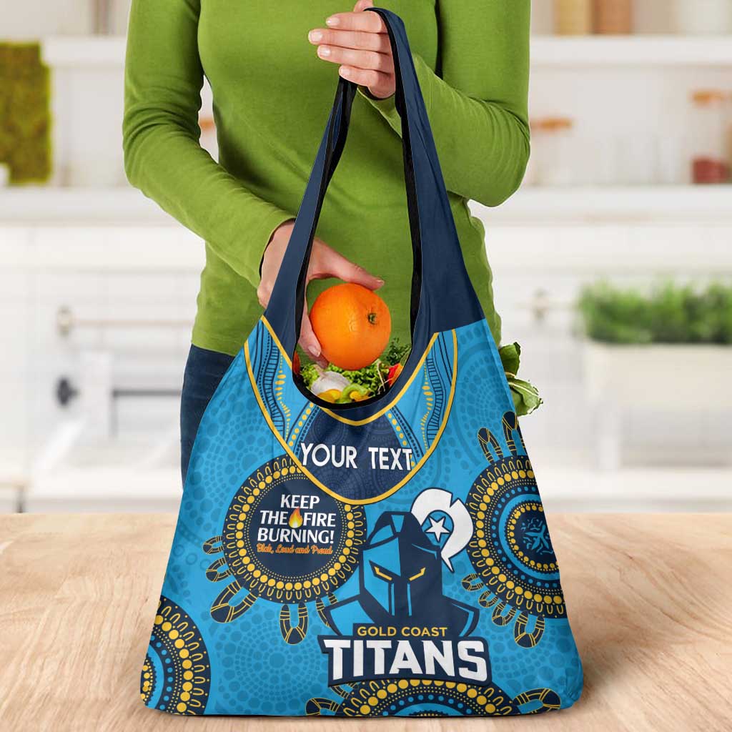 Custom NRL Titans NAIDOC Week Grocery Bag Keep The Fire Burning Indigenous Art