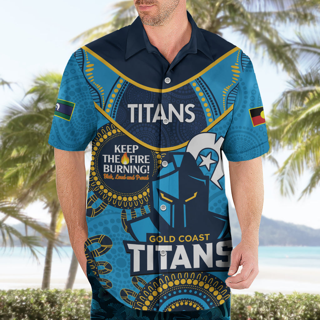 Custom NRL Titans NAIDOC Week Hawaiian Shirt Keep The Fire Burning Indigenous Art