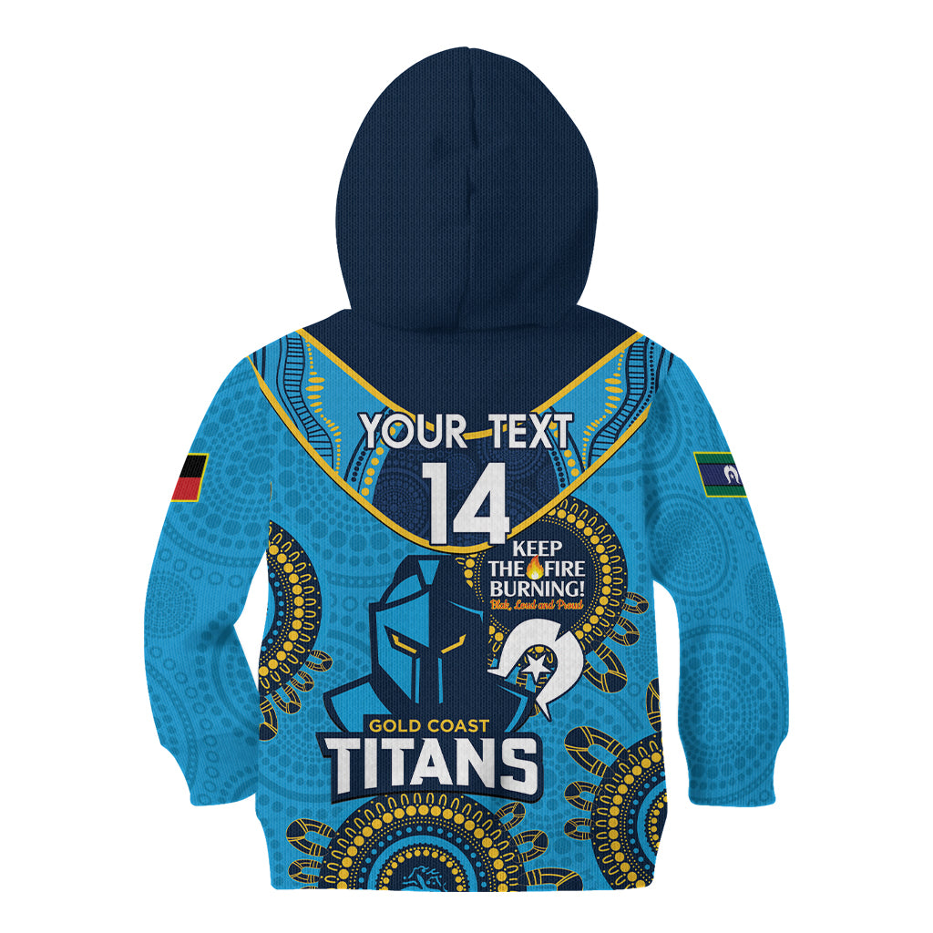 Custom NRL Titans NAIDOC Week Kid Hoodie Keep The Fire Burning Indigenous Art