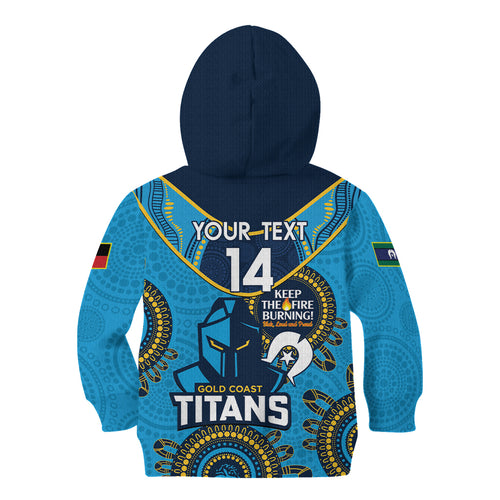 Custom NRL Titans NAIDOC Week Kid Hoodie Keep The Fire Burning Indigenous Art