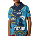 Custom NRL Titans NAIDOC Week Kid Polo Shirt Keep The Fire Burning Indigenous Art